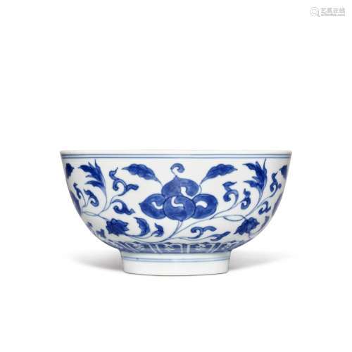 A blue and white 'floral' bowl, Mark and period of Kangxi | ...