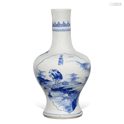 A blue and white 'figural' vase, Qing dynasty, Kangxi period...
