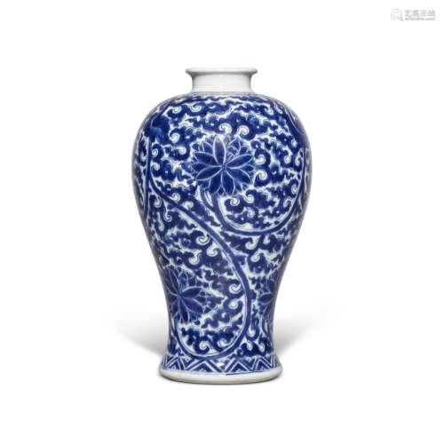 A blue and white 'lotus' meiping, Qing dynasty, Kangxi perio...