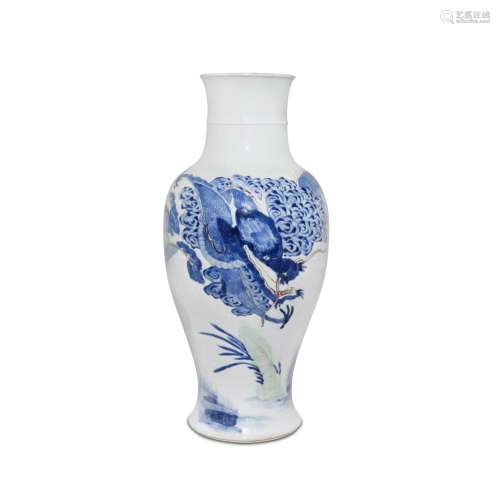 A celadon-glazed underglaze-blue and copper-red 'tiger and d...