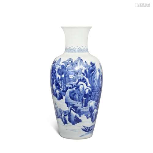 A blue and white 'figural' baluster vase, Qing dynasty, Kang...