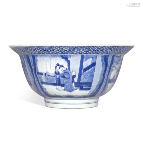 A blue and white 'figural' bowl, Mark and period of Kangxi |...