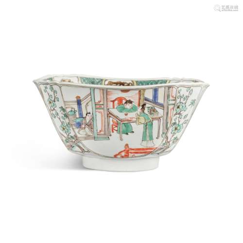 A famille-verte 'Romance of the Western Chamber' square bowl...