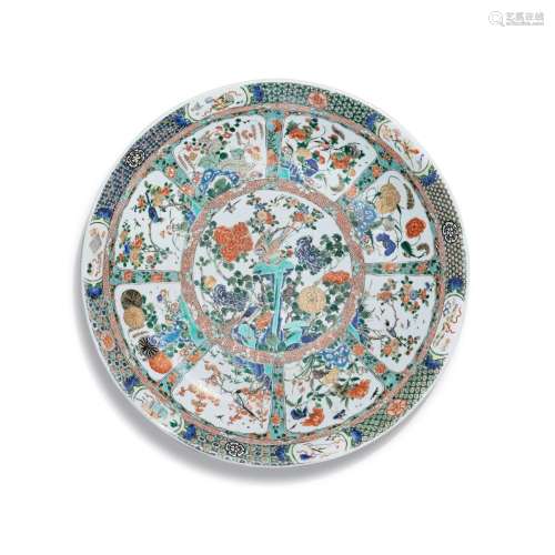 A massive famille-verte 'floral' dish, Qing dynasty, Kangxi ...