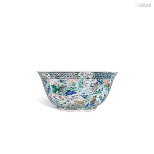 A large famille-verte 'mythical beasts' deep bowl, Qing dyna...
