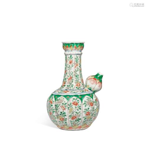 A famille-verte 'floral' fluted kendi, Qing dynasty, Kangxi ...