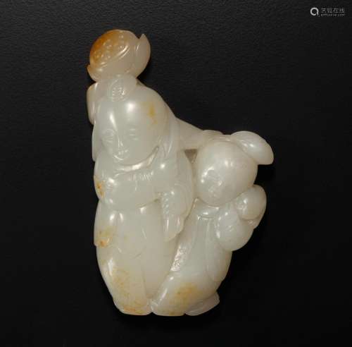 A white jade 'boys' pendant, Qing dynasty, 18th century | 清...
