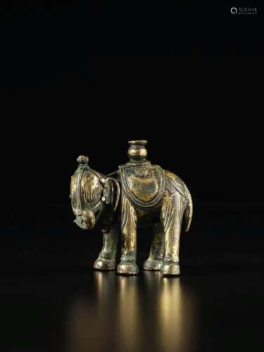 A gilt-bronze figure of an elephant, Tang dynasty | 唐 銅鎏金...