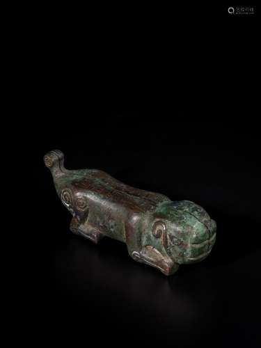 An inscribed bronze tiger tally, Ming dynasty | 明 銅錯銀「桂...