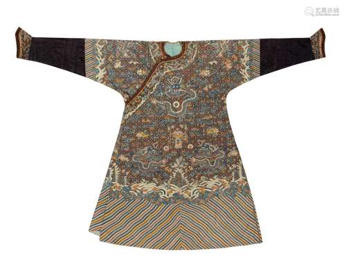 A blue-ground kesi 'dragon' robe (Jifu), Qing dynasty, 19th ...