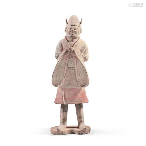 A large painted pottery figure of a guardian, Tang dynasty |...