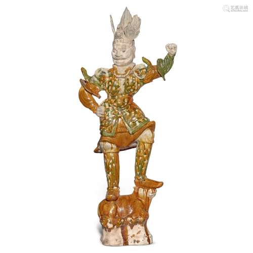 A large sancai-glazed pottery figure of a Lokapala, Tang dyn...