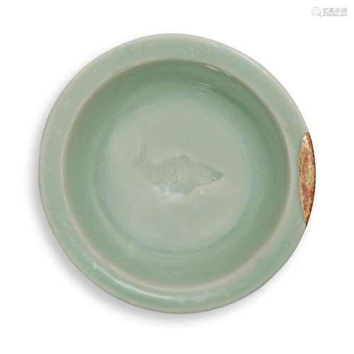A rare molded 'Longquan' celadon-glazed 'fish' saucer dish, ...