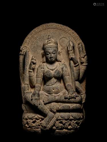 A BLACKSTONE STELE OF MAHAPRATISARA NORTHEASTERN INDIA, BIHA...