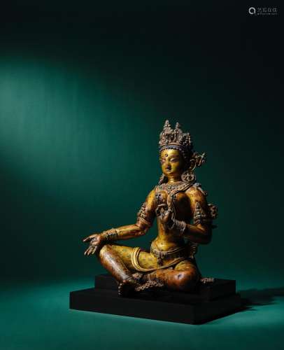 A GILT COPPER ALLOY FIGURE OF TARA NEPAL, EARLY MALLA PERIOD...