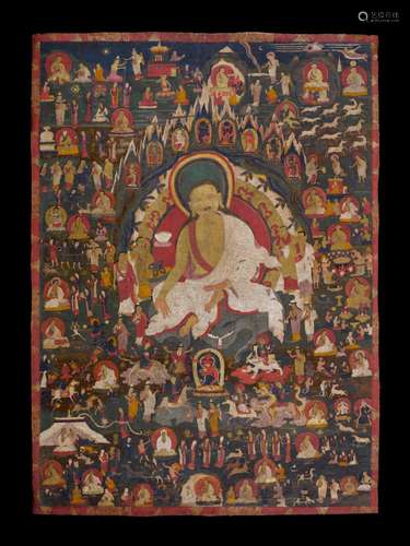 A THANGKA OF MILAREPA TIBET, 15TH/16TH CENTURY