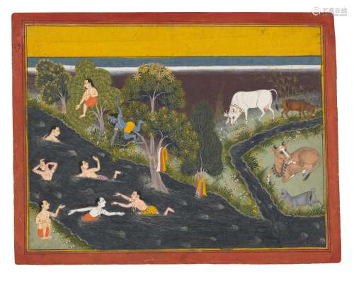 AN ILLUSTRATION FROM A BHAGAVATA PURANA SERIES KRISHNA PLAYI...