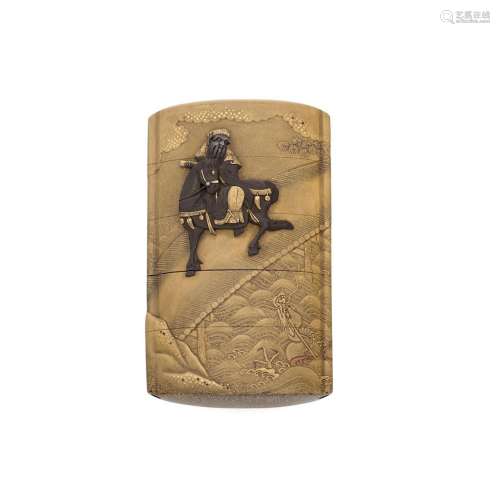 KAJIKAWA LINEAGE A Gold Lacquer Four-Case Inrō Meiji era (18...