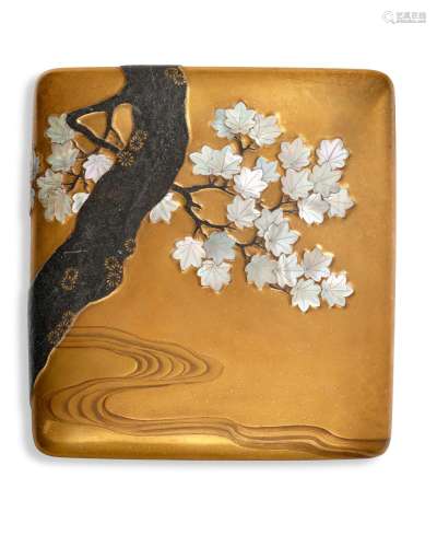YŪSA CHŪZŌ (ACTIVE 1830-1840) A Gold Lacquer Inlaid Suzuriba...