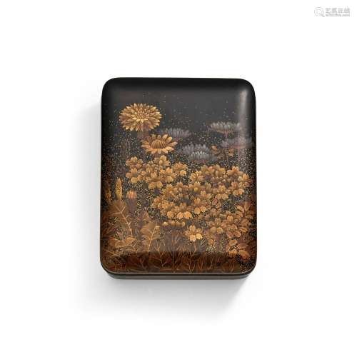 A SMALL BLACK LACQUER BOX Meiji (1868-1912) or Taisho (1912-...