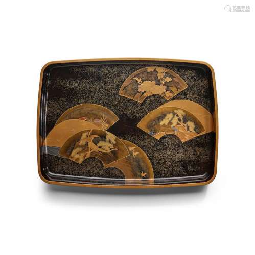 RYŪKŌ (DATES UNKNOWN) A Large Black Lacquer Tray Taisho (191...