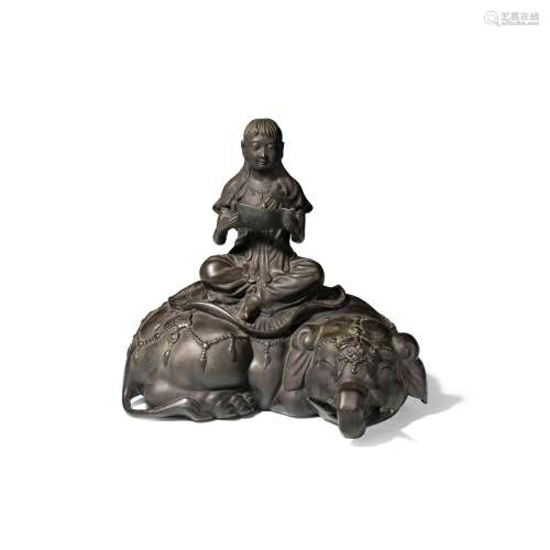 ICHIOKA SHIUN (BORN 1879) A Bronze Okimono of Fugen Bosatsu ...