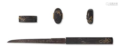HIROTOSHI (DIED CIRCA 1825) A Set of Shakudō (Gold-Copper Al...
