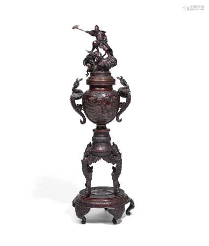 ATTRIBUTED TO SUZUKI MASAYOSHI (1844-) A Large Bronze Incens...