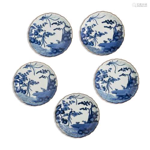 A SET OF FIVE MOLDED KO-IMARI PORCELAIN DISHES Hizen Ware, K...