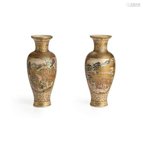RANZAN (ACTIVE LATE 19TH CENTURY) A Pair of Satsuma Vases Me...