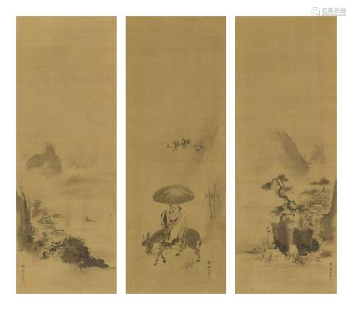 KANO TAN'YŪ (1602-1674) Su Shi (So Tōba) on His Mule Edo per...