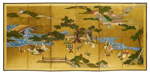 KANO SCHOOL A Genre Painting of Chinese People Edo period (1...