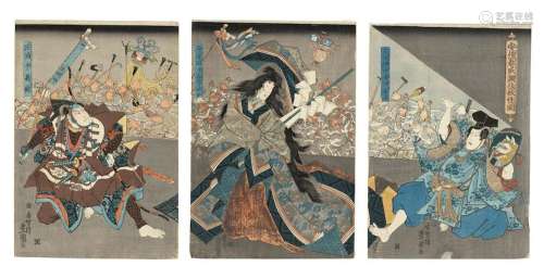 UTAGAWA KUNISADA (TOYOKUNI III, 1786-1864), SADAHIDE, AND KU...