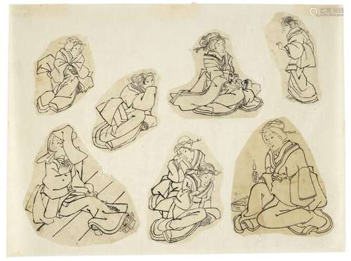 ATTRIBUTED TO KATSUSHIKA HOKUSAI (1760-1849) A Set of Sketch...