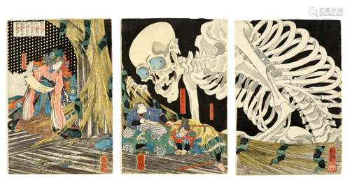 UTAGAWA KUNIYOSHI (1797-1861) The Monster Skeleton Edo perio...