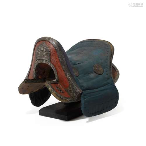 A FINE AND RARE INLAID-IRON AND SHAGREEN SADDLE Joseon dynas...