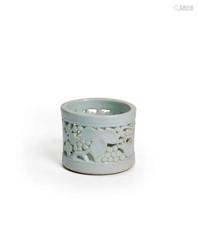 A FINE RETICULATED WHITE PORCELAIN BRUSH HOLDER Joseon dynas...