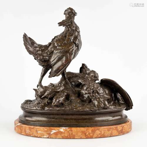 Alphonse ARSON (1822-1895) 'Partridge with chicks' patinated...