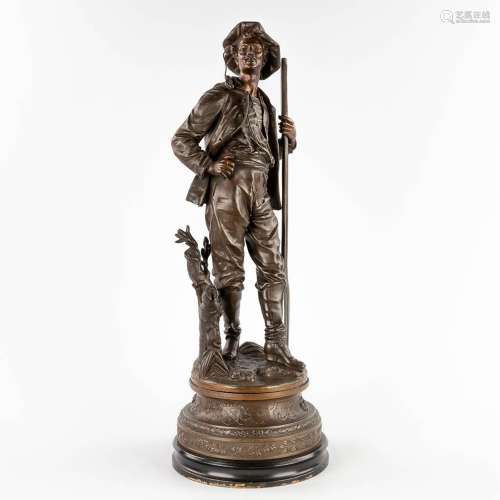 Emile BRUCHON (1806-1895) 'Man with a paddle' patinated spel...