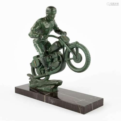 Jacques LIMOUSIN (XX) 'Motor' green patinated spelter. (D:9 ...