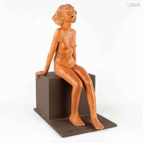 Jan DUMORTIER (XX) 'Seated Lady' terracotta (D:39 x W:26 x H...