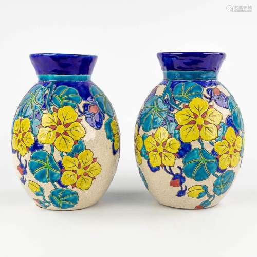 Charles CATTEAU (1880-1966) 'Pair of vases' for Boch Keramis...