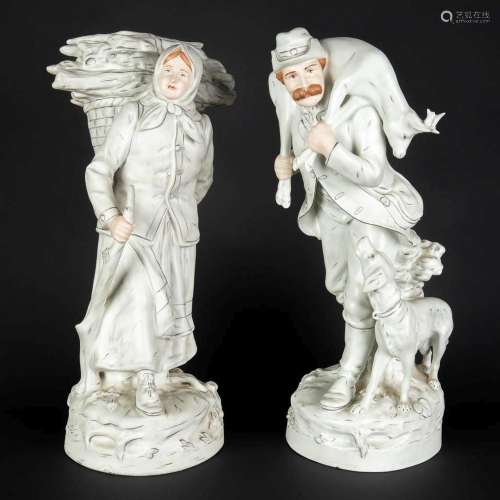 Royal Dux, two figurines 'The Harvest and The Hunt', glazed ...