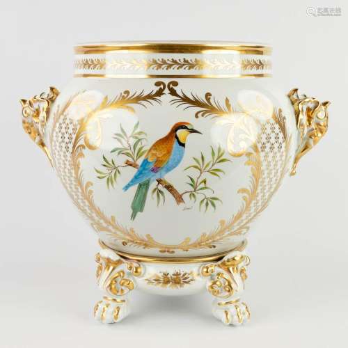 Limoges, a cache-pot, porcelain with a gilt and polychrome h...