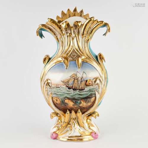 Vieux Bruxelles/Paris, a porcelain vase with a hand-painted ...