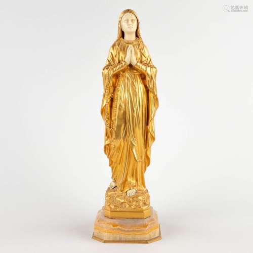 Mary, an ormolu gilt bronze figurine, 19th C. (D:10 x W:10 x...