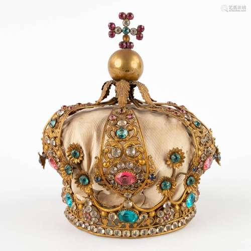 The Crown of a Madonna, brass decorated with facetted glass....