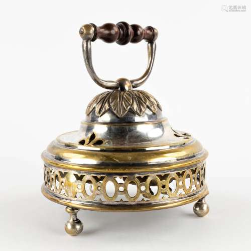 A large Altar Bell with 4 bells, silver-plated metal. (H:23 ...