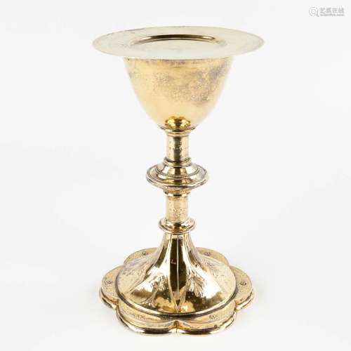 A Chalice with paten, gilt silver in gothic revival style. 3...