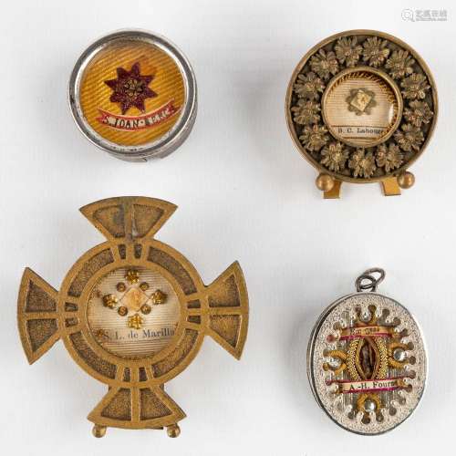 A set of 4 sealed theca's with relics for Joannis Berchmans,...